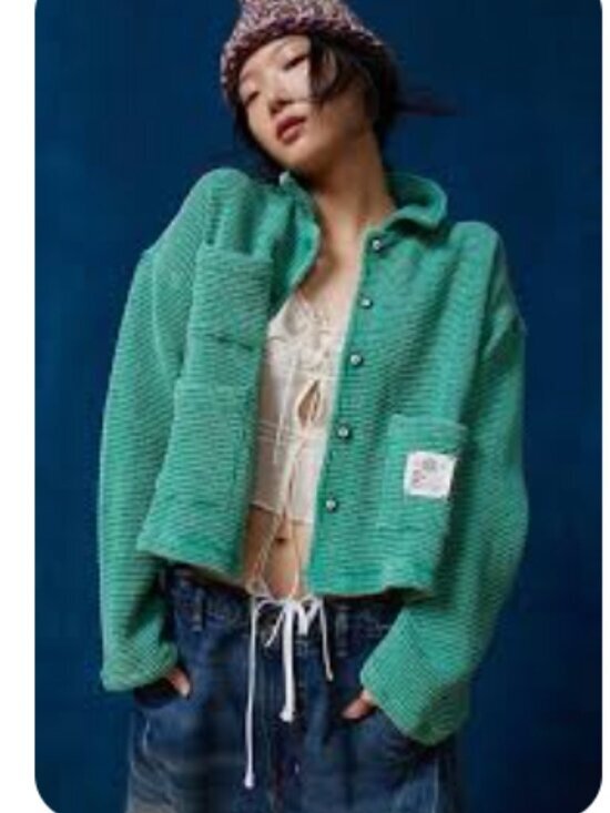 BDG Jackets & Blazers - BDG Emerald Green BDG Jersey Chore Waffle Shirt Size XS NWT